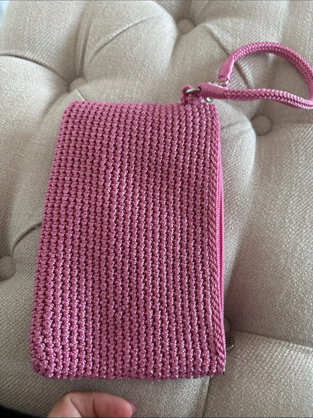The Sak Pink Woven Wristlet Clutch